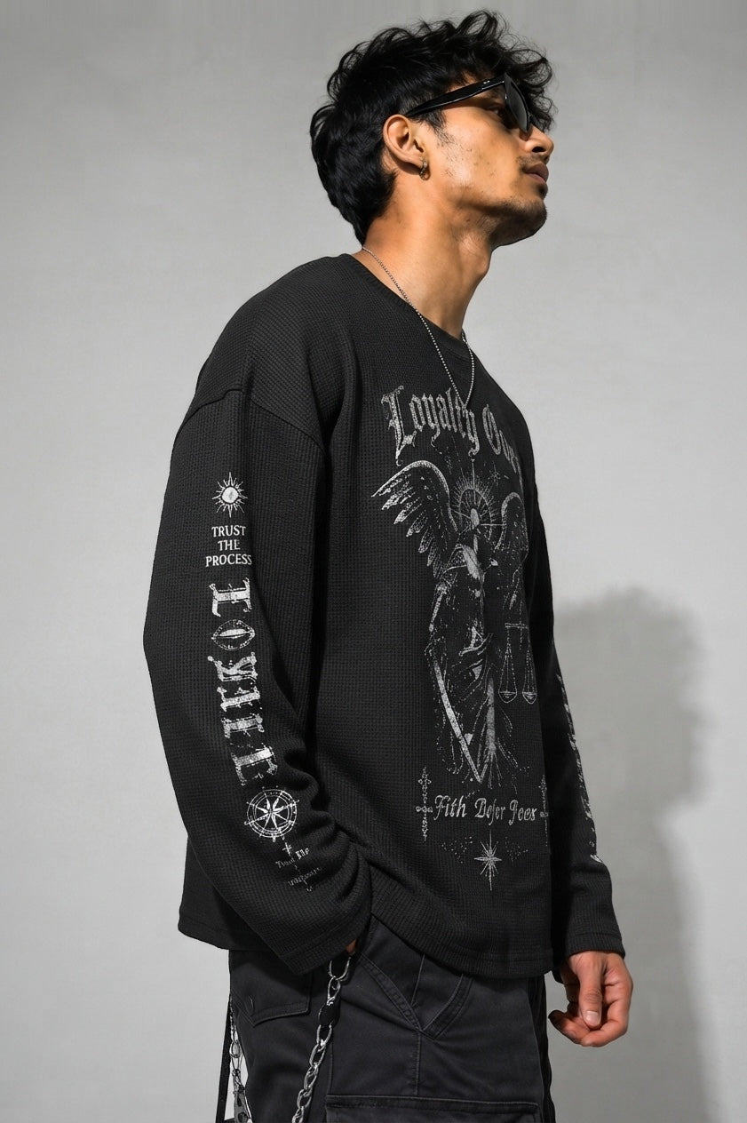 Faith before Fear Textured Waffle Tee - Boxy Fit