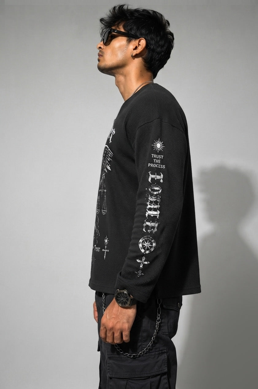 Faith before Fear Textured Waffle Tee - Boxy Fit