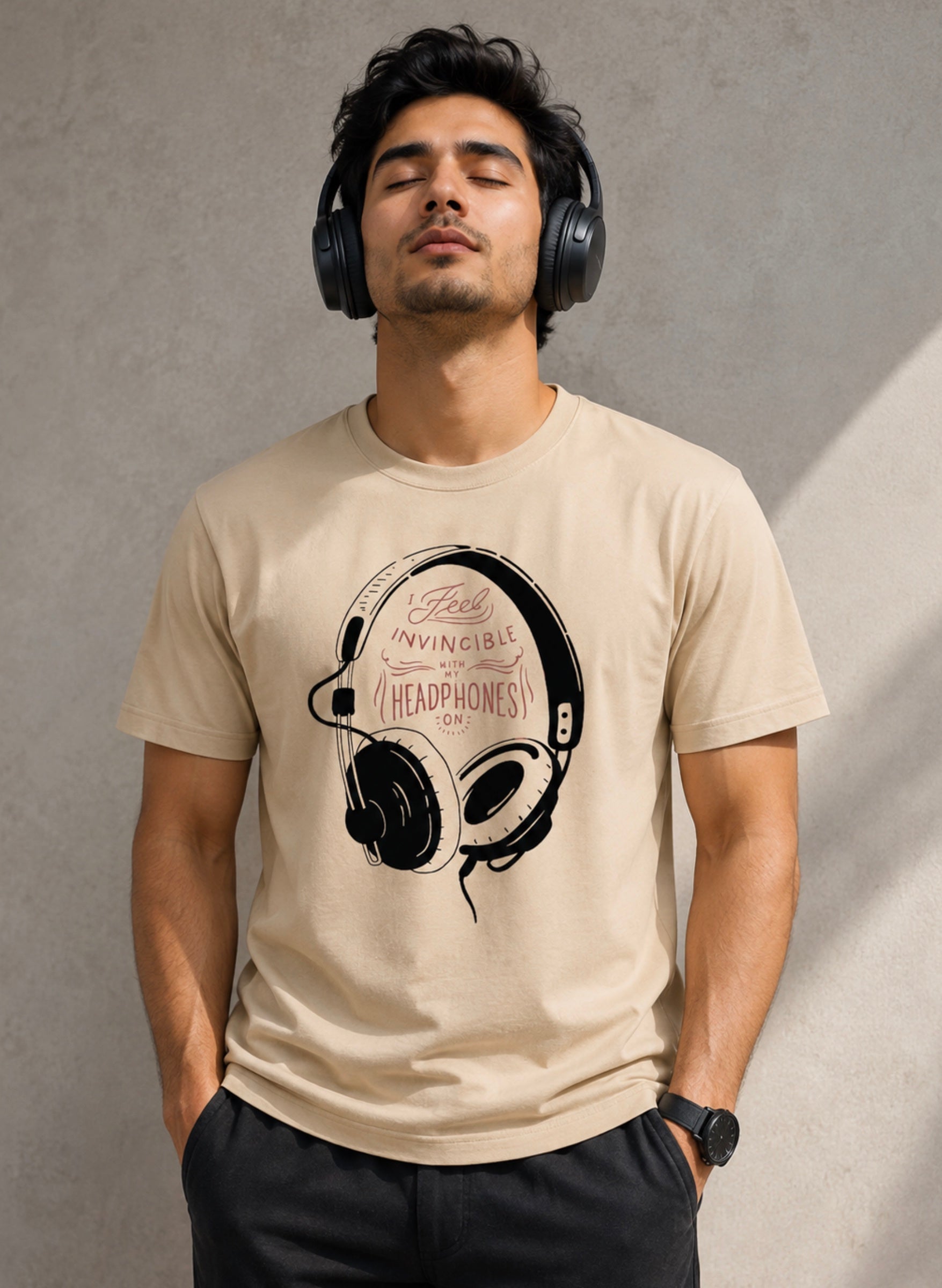 Invincible With My Headphones Half Sleeve T-Shirt