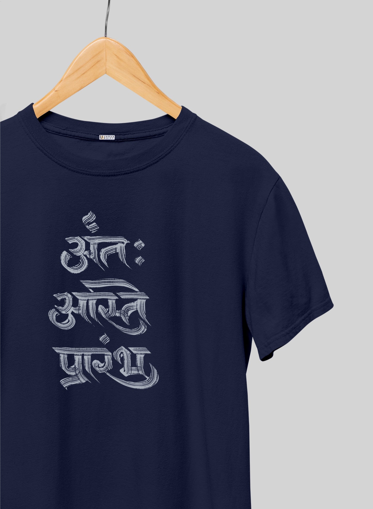 PRARAMBH Navy Blue Half Sleeve T-Shirt