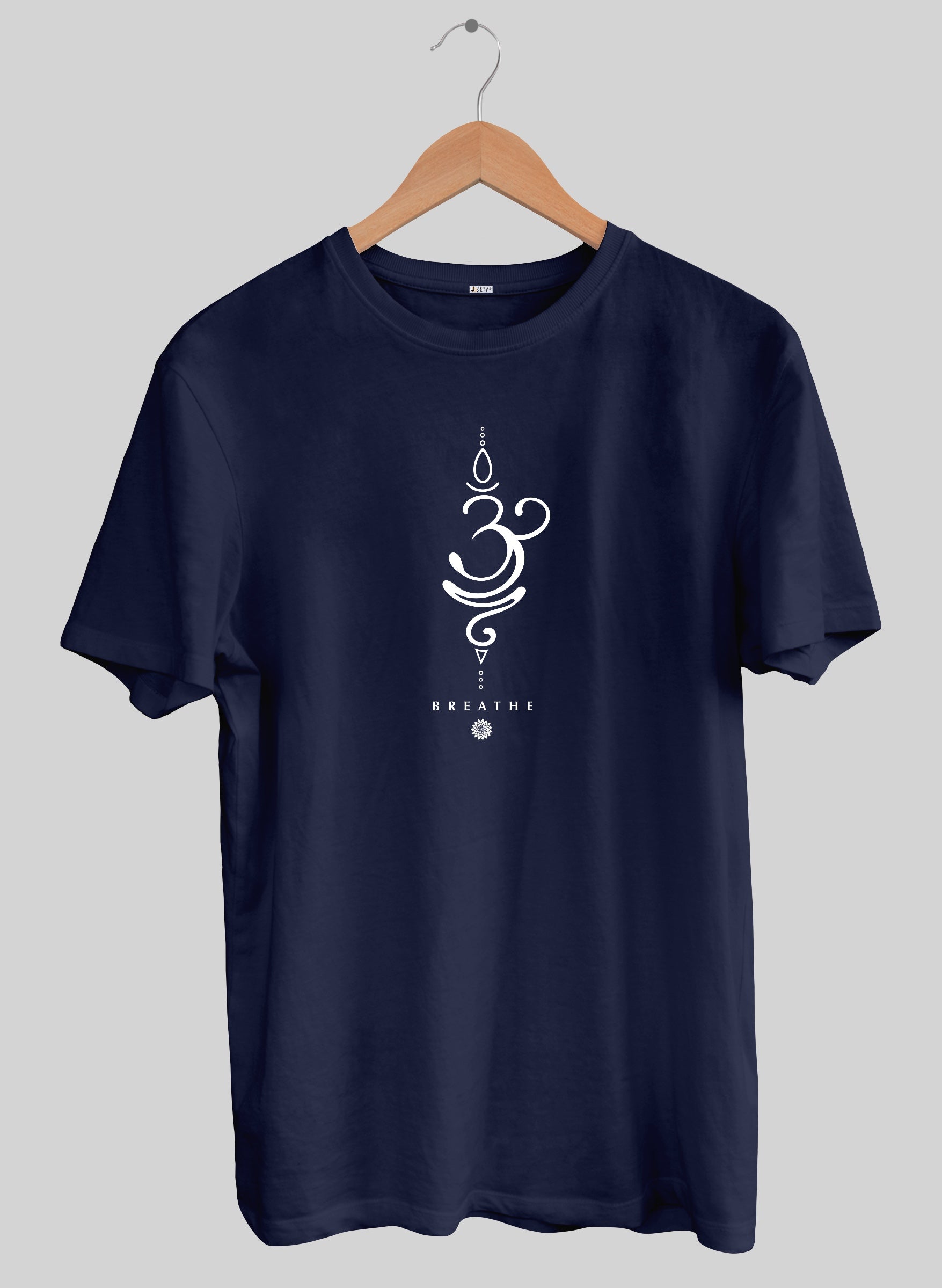 Om Navy Blue Half Sleeve T-Shirt