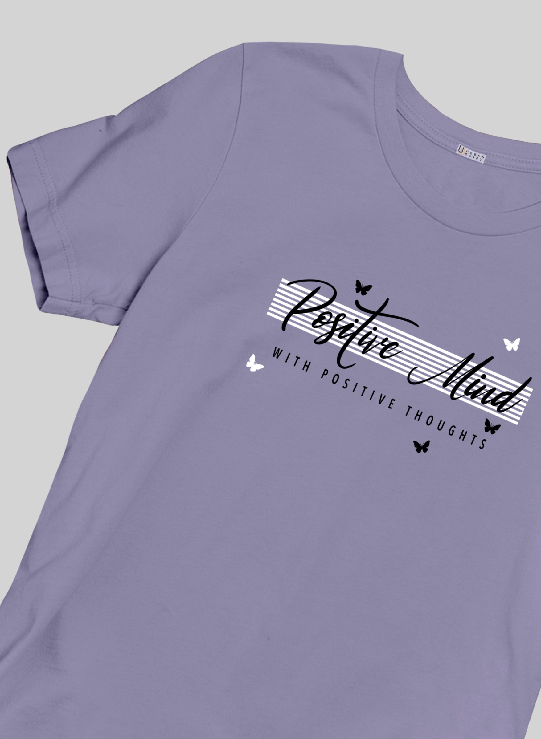 Positive Mind Lavender Half Sleeve T-Shirt