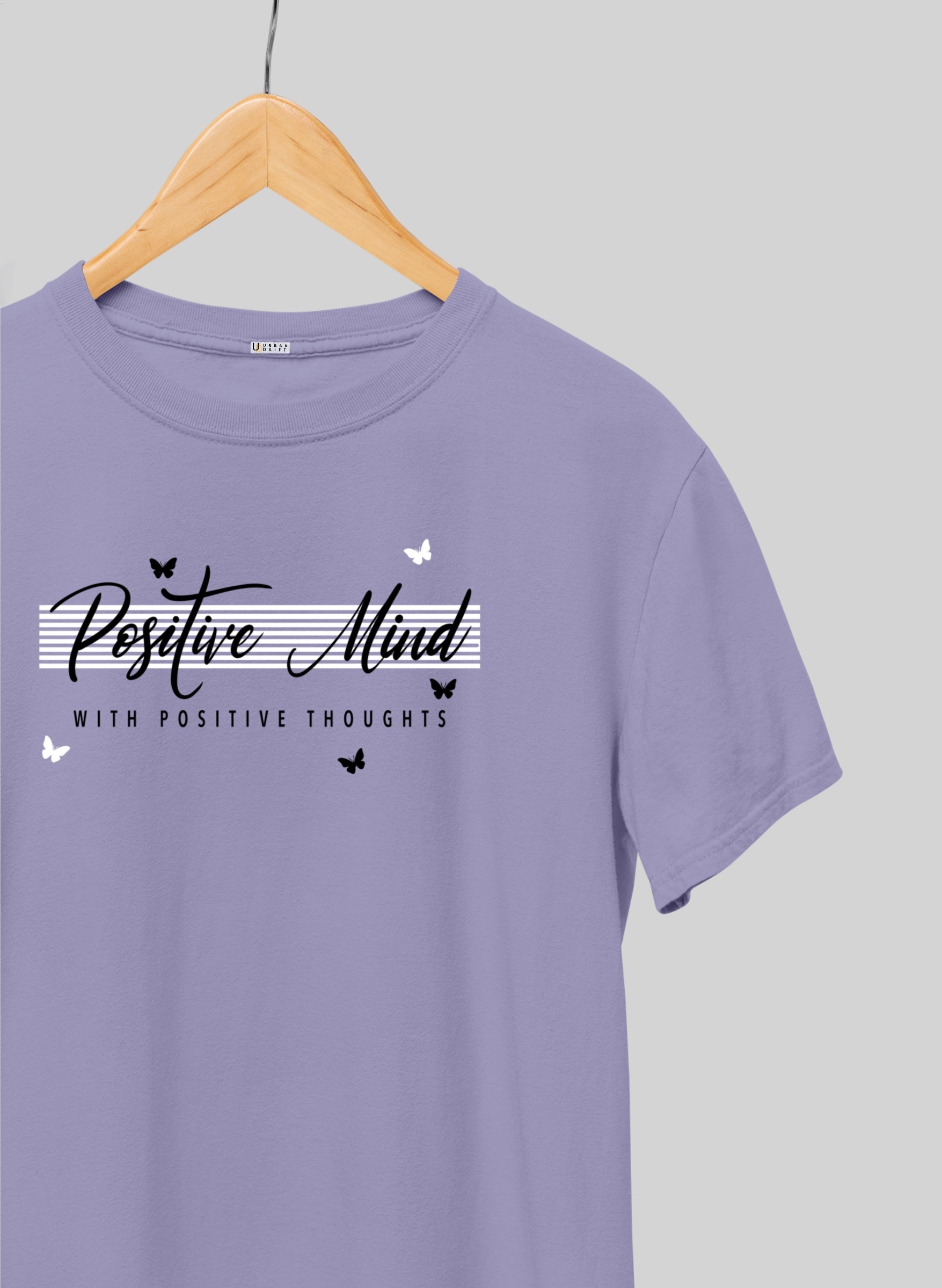 Positive Mind Lavender Half Sleeve T-Shirt