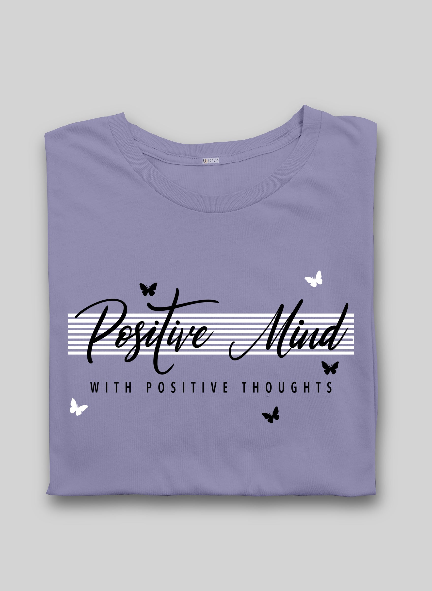 Positive Mind Lavender Half Sleeve T-Shirt