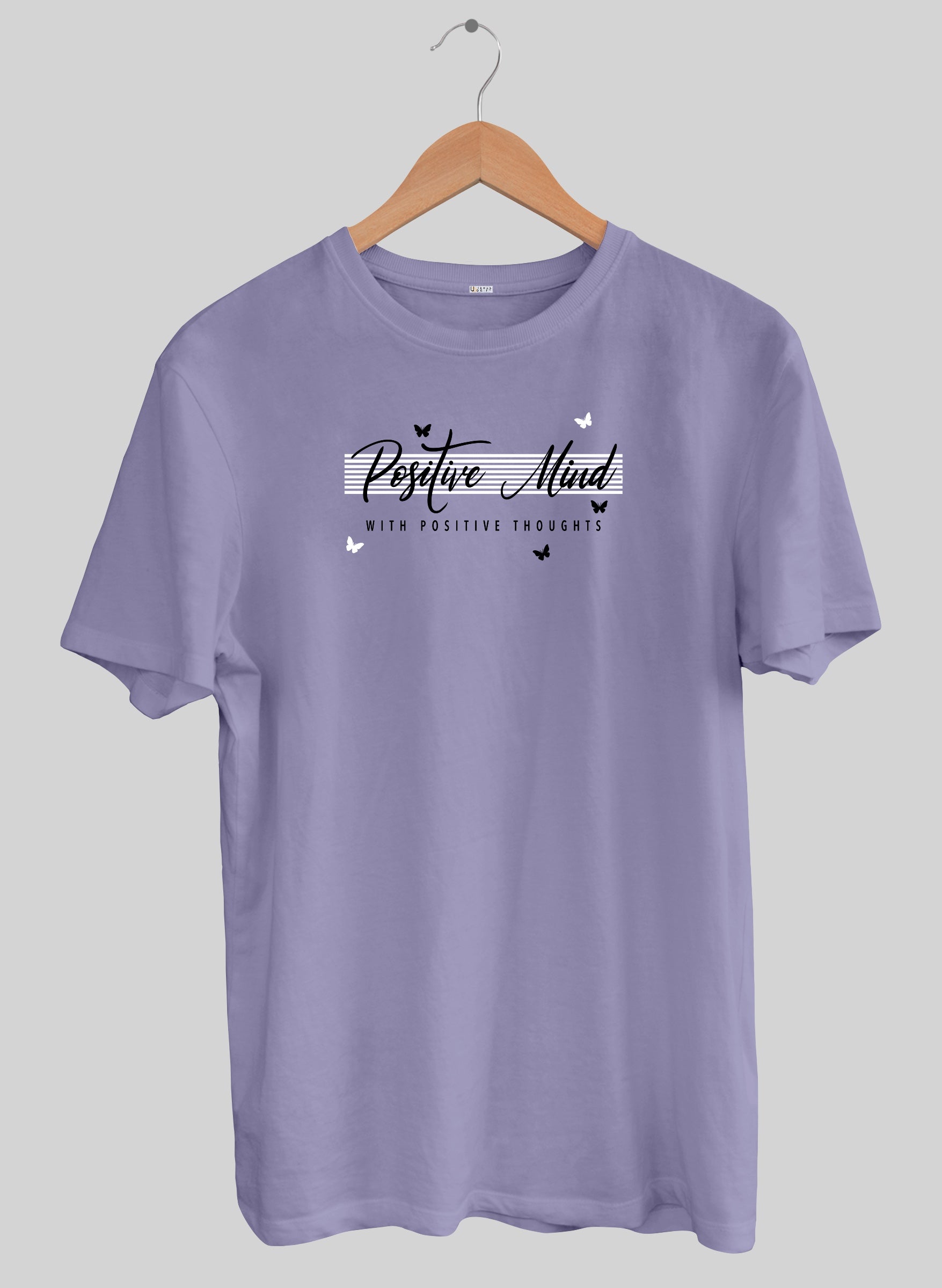 Positive Mind Lavender Half Sleeve T-Shirt