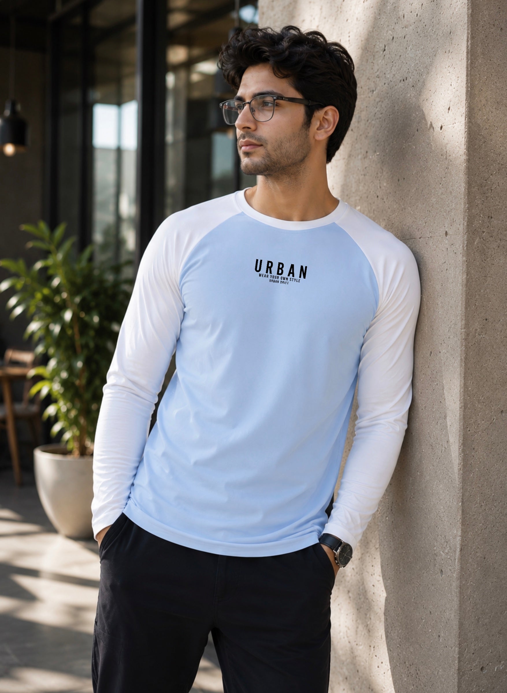 White-Sky Blue Full Sleeve T-Shirt