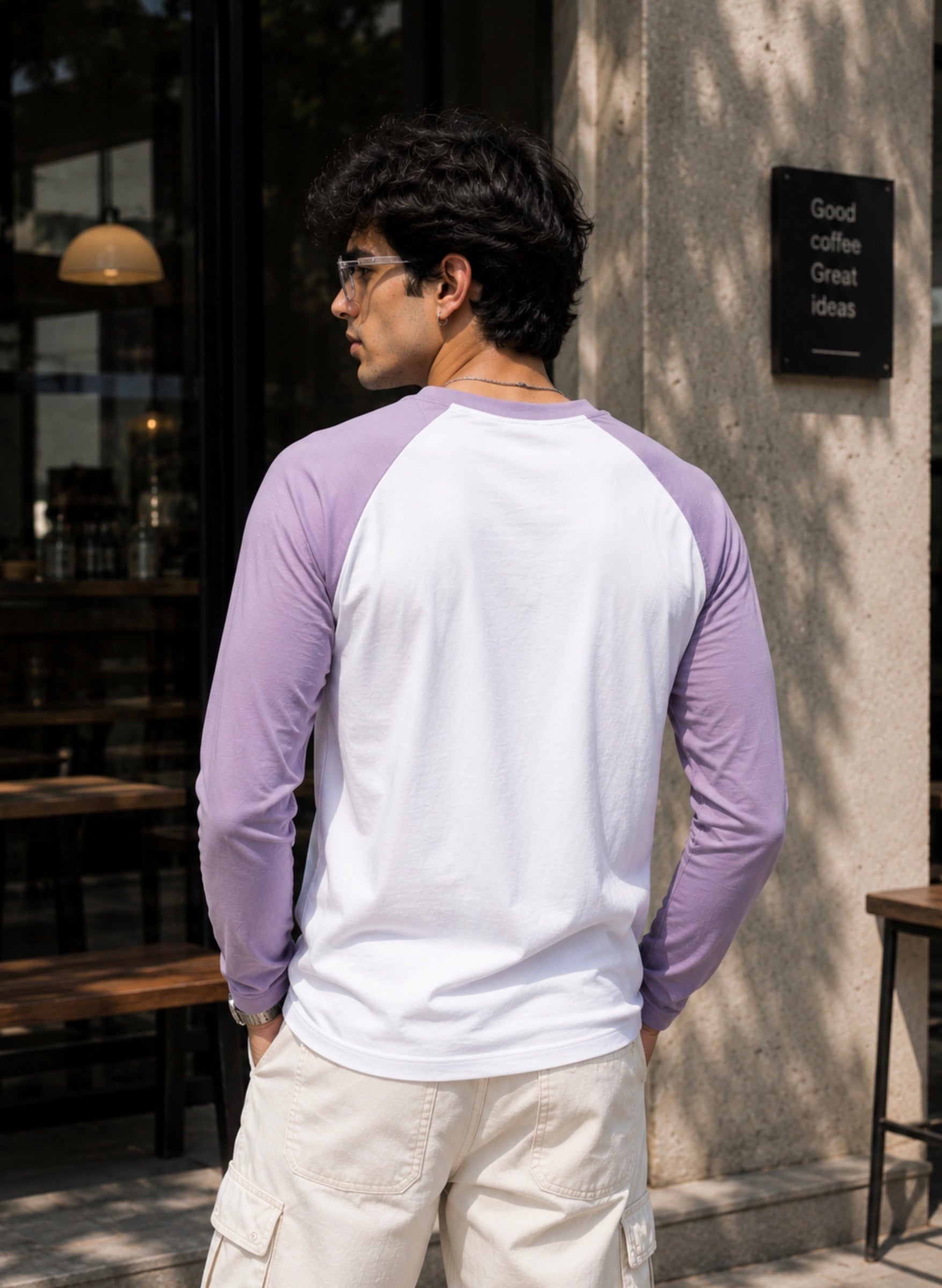 Lavender-White Full Sleeve T-Shirt
